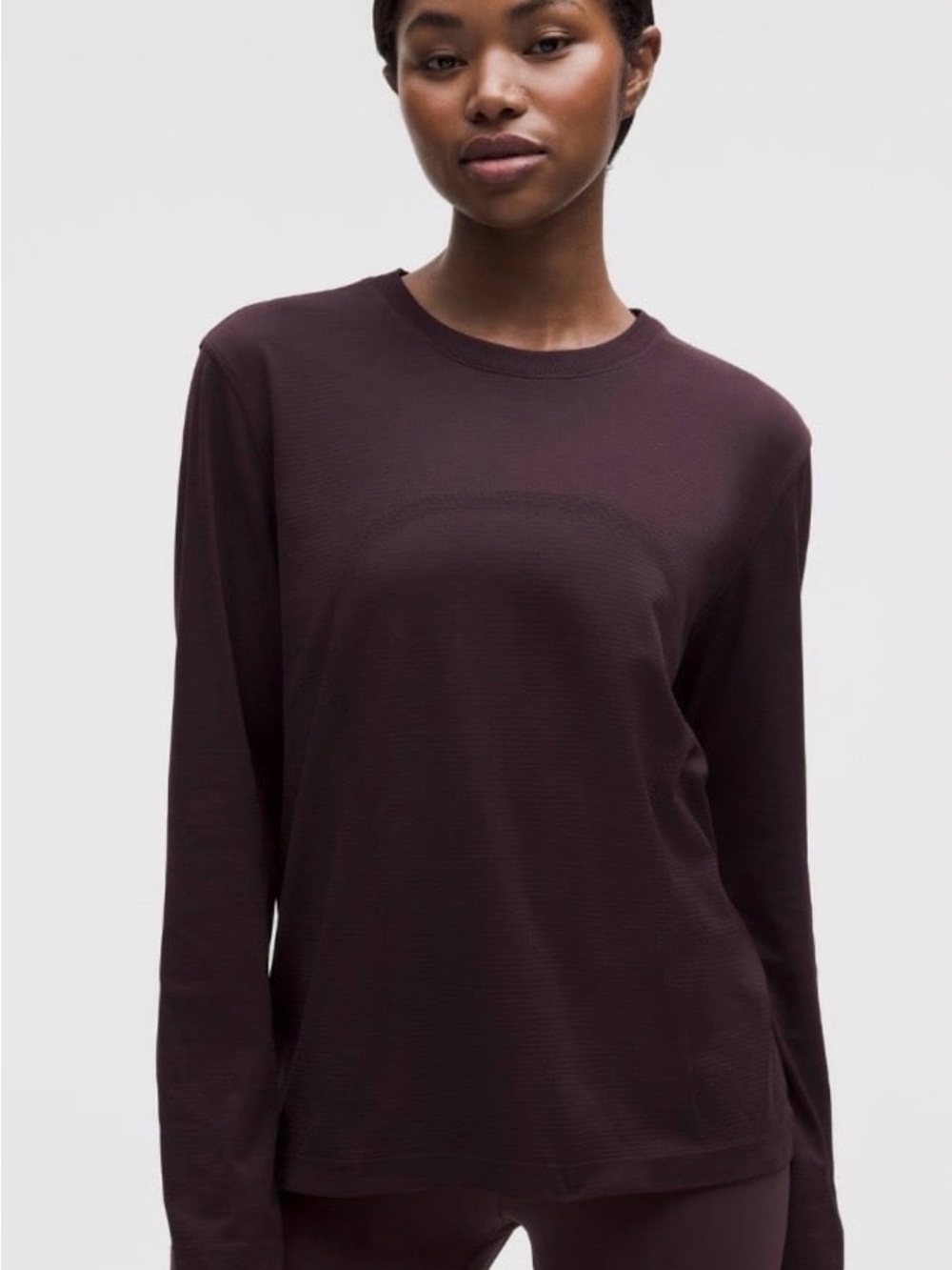 Long Sleeve Crew Neck Women's Top in Deep Plum